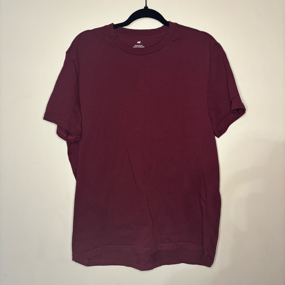 H&M Men's Deep Red Short Sleeve Tee